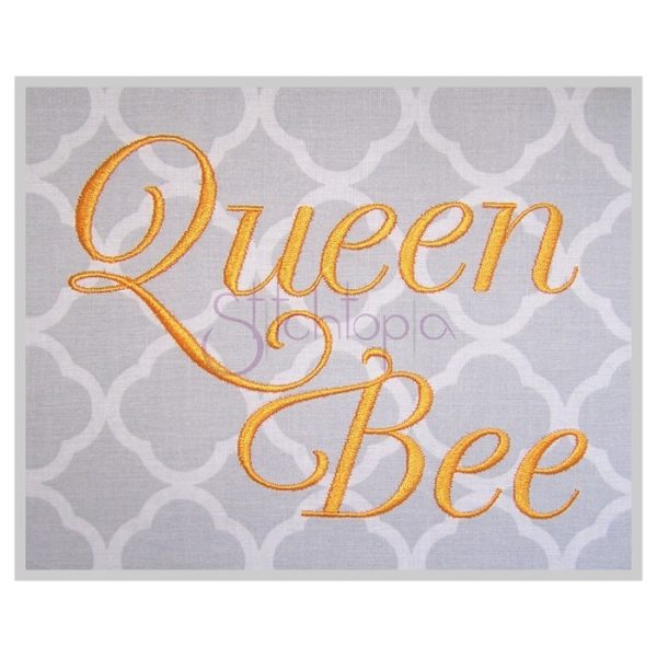 Queen Bee Embroidery Font 1" 1.25" 1.5" 2" 2.5"