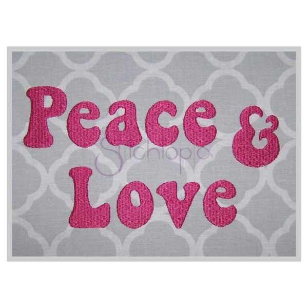 Peace & Love Embroidery Font .75" 1" 1.25" 1.5" 2"