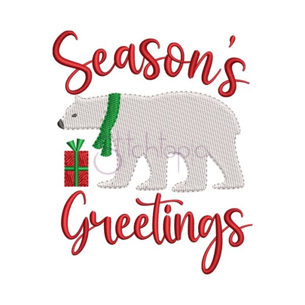 Season's Greetings Bear Embroidery Design