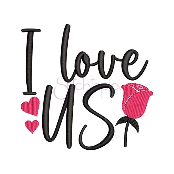 I Love Us Embroidery Design