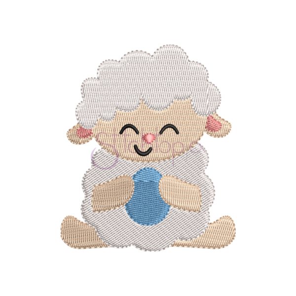 Lamb With Egg Embroidery Design