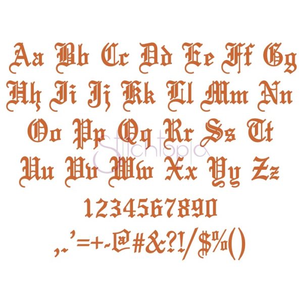 Olde English Embroidery Font 1" 1.25" 1.5" 2" 2.5" - Image 2