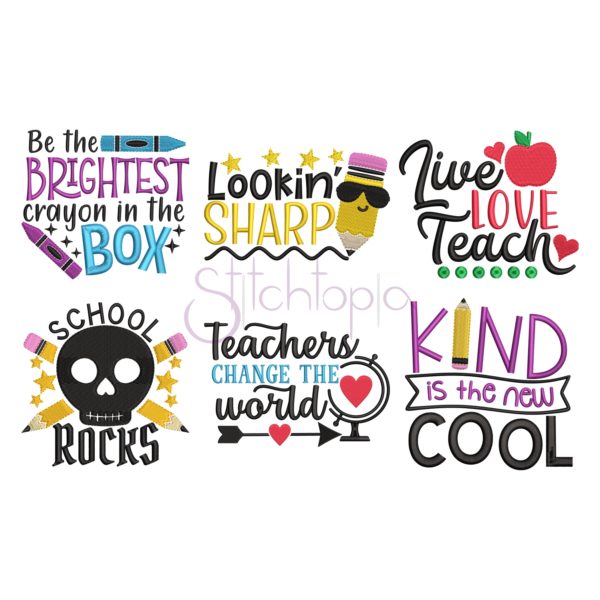 School Embroidery Design Set #3
