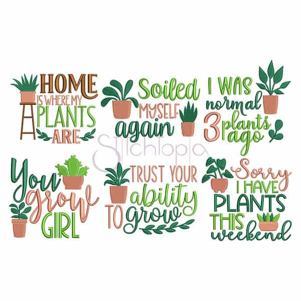 Plant Embroidery Design Set
